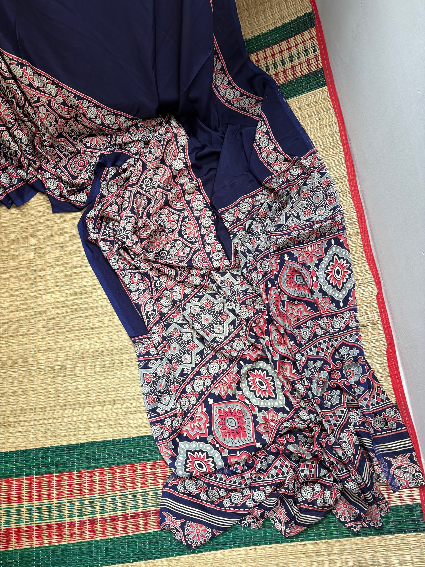 Ajrakh print saree
