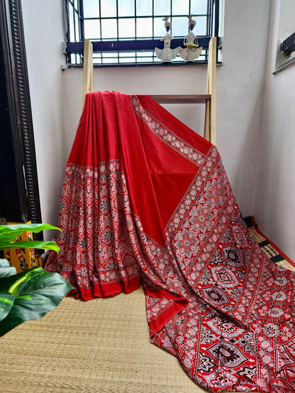 Ajrakh print saree
