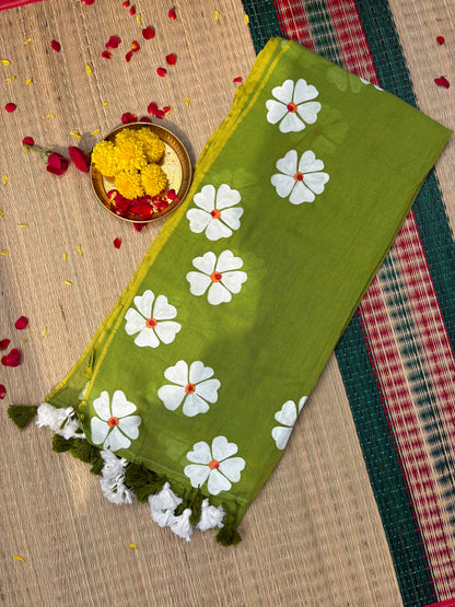 Handpainted Mul cotton saree