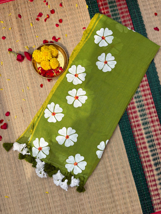 Handpainted Mul cotton saree