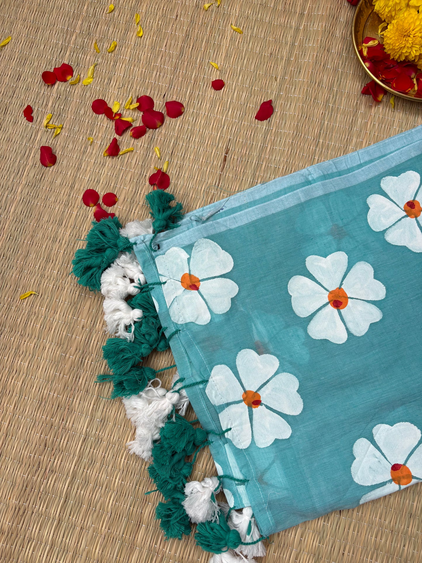 Handpainted Mul cotton saree