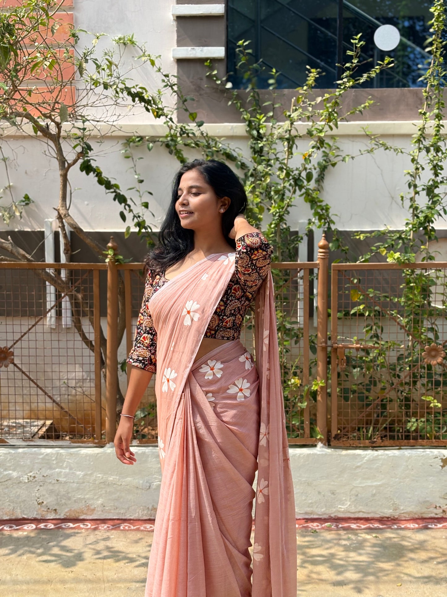 Hand painted Mul cotton saree