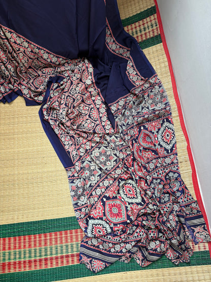 Ajrakh print saree