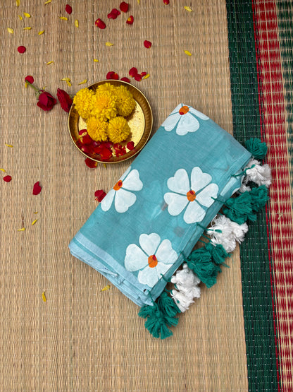 Handpainted Mul cotton saree