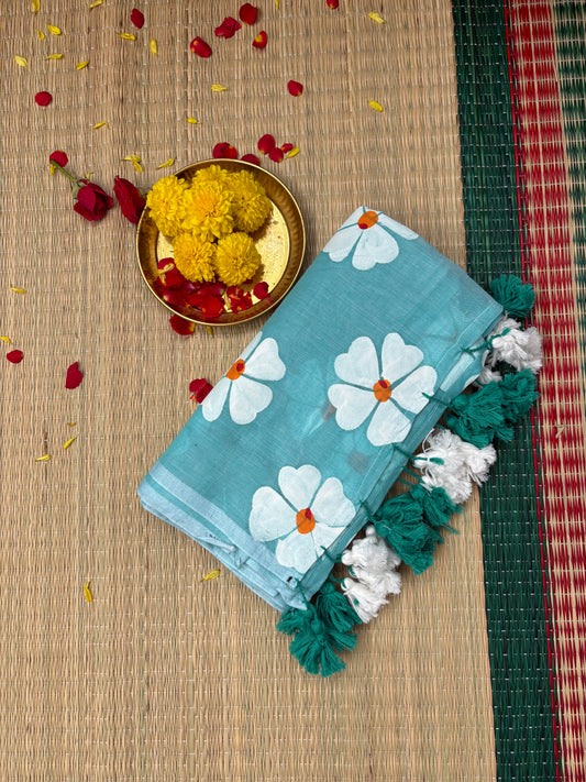 Handpainted Mul cotton saree