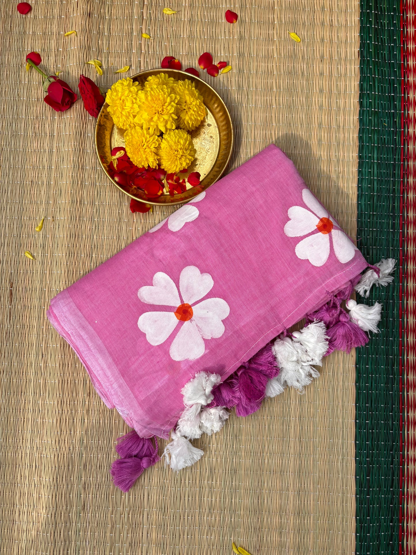 Handpainted Mul cotton saree