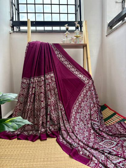 Ajrakh print saree