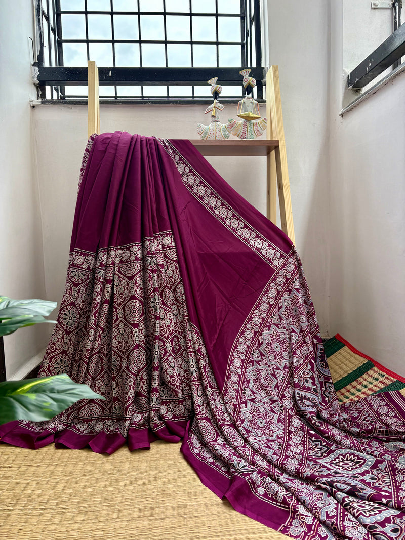 Ajrakh print saree
