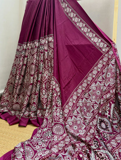 Ajrakh print saree
