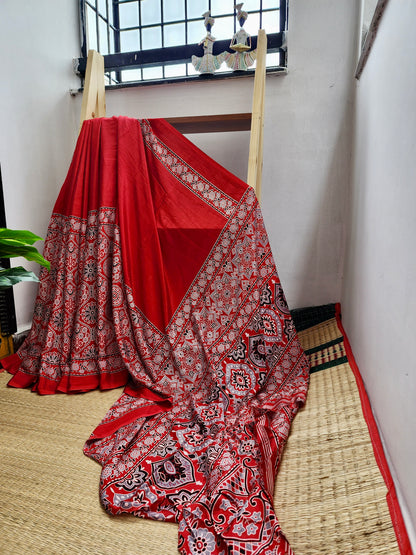 Ajrakh print saree