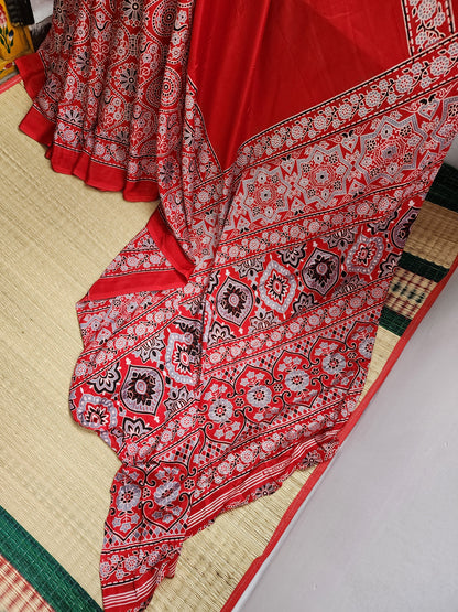 Ajrakh print saree