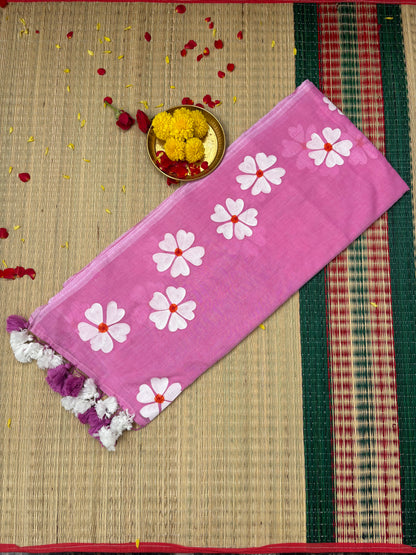 Handpainted Mul cotton saree