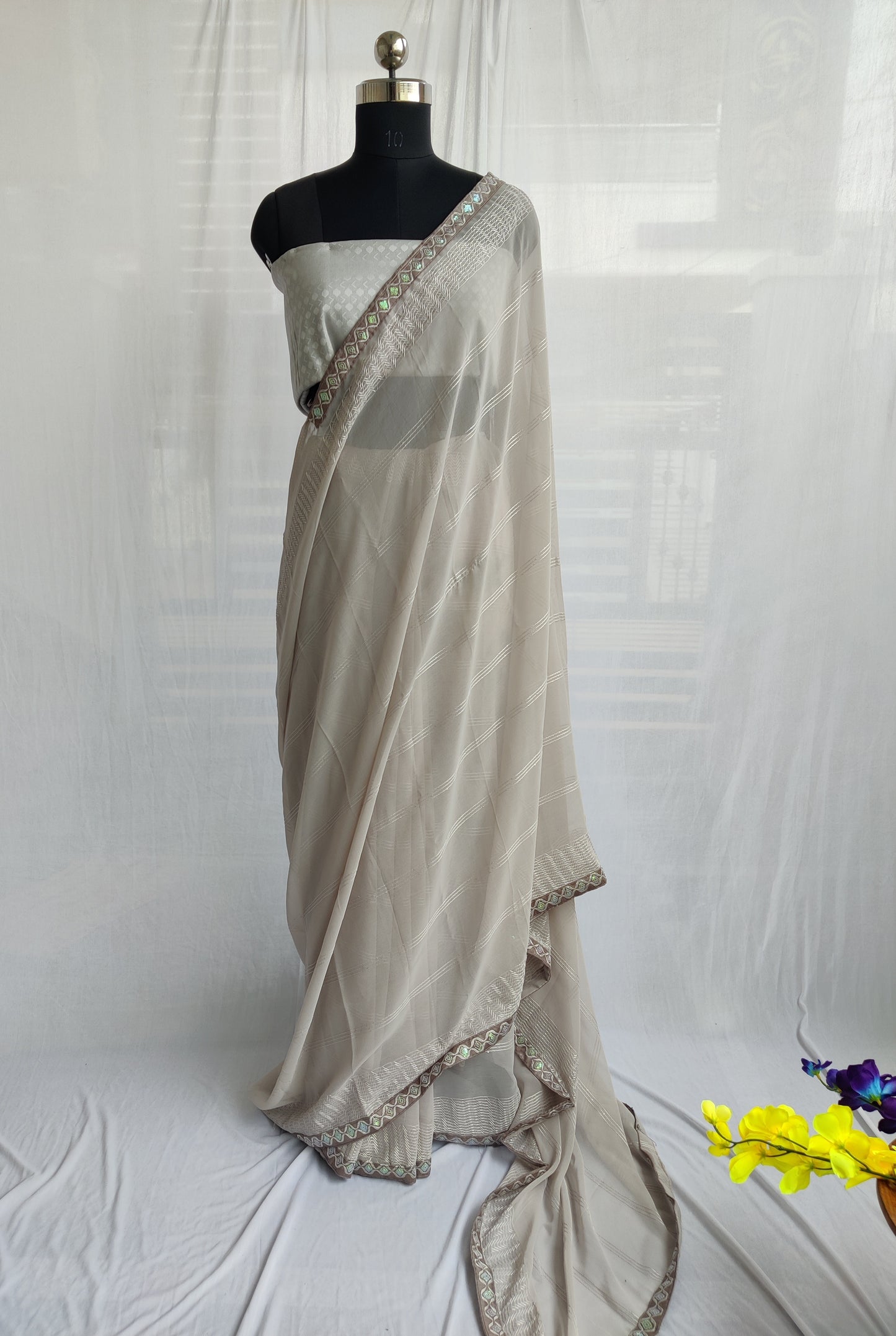 Georgette saree with shibori blouse