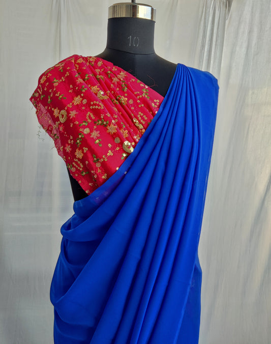 Pure Georgette saree with work blouse/New arrivals