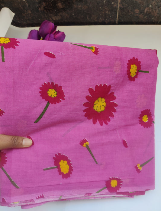Hand block print in Mul cotton saree